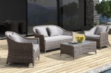 SOFA SET- ROUND WICKER+textliene